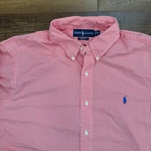 Ralph Lauren Shirt Mens XL Button Plaid Gingham Long Sleeve Preppy